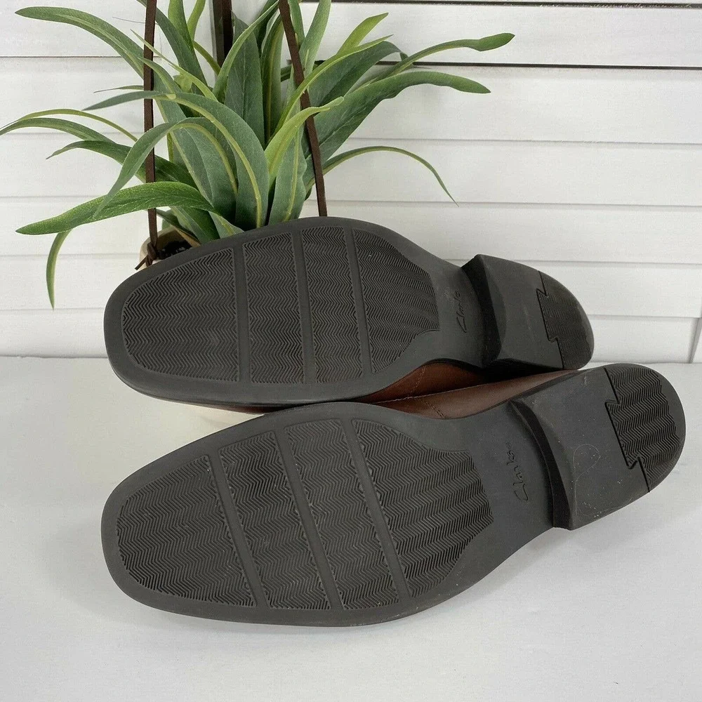 Clarks Tilden Free Slip On Loafers Dark Tan Comfort‎ Shoes Goring Mens Size 11 M
